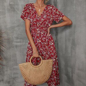 Women's floral print short-sleeved dress